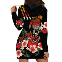 Hawaiian Hibiscus Turtle and Tropical Flower Hoodie Dress Dynamic Vibe