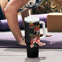 Hawaiian Hibiscus Turtle and Tropical Flower Tumbler With Handle Dynamic Vibe