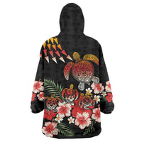 Hawaiian Hibiscus Turtle and Tropical Flower Wearable Blanket Hoodie Dynamic Vibe LT03 - Polynesian Pride