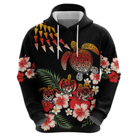 Hawaiian Hibiscus Turtle and Tropical Flower Zip Hoodie Dynamic Vibe