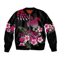 Hawaiian Hibiscus Turtle and Tropical Flower Bomber Jacket Sweet Vibe