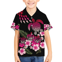 Hawaiian Hibiscus Turtle and Tropical Flower Family Matching Off The Shoulder Long Sleeve Dress and Hawaiian Shirt Sweet Vibe