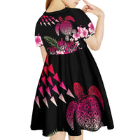 Hawaiian Hibiscus Turtle and Tropical Flower Kid Short Sleeve Dress Sweet Vibe LT03 - Polynesian Pride