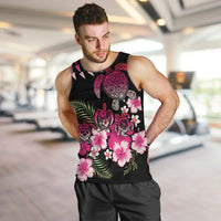Hawaiian Hibiscus Turtle and Tropical Flower Men Tank Top Sweet Vibe LT03 Black - Polynesian Pride