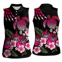 Hawaiian Hibiscus Turtle and Tropical Flower Women Sleeveless Polo Shirt Sweet Vibe