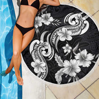 Hawaiian-Polynesian Art Tattoo Beach Blanket Hibiscus and Plumeria Grayscale