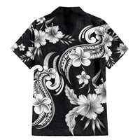 Hawaiian-Polynesian Art Tattoo Family Matching Mermaid Dress and Hawaiian Shirt Hibiscus and Plumeria Grayscale