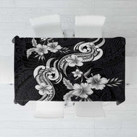Hawaiian-Polynesian Art Tattoo Tablecloth Hibiscus and Plumeria Grayscale