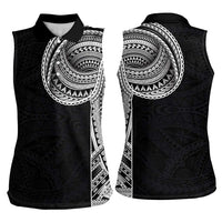 Samoan Art Tattoo Polynesian Pattern Women Sleeveless Polo Shirt