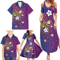 Hawaiian Octopus Tattoo and Frangipani Family Matching Summer Maxi Dress and Hawaiian Shirt LT03 - Polynesian Pride