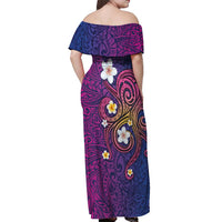 Hawaiian Octopus Tattoo and Frangipani Off Shoulder Maxi Dress LT03 - Polynesian Pride