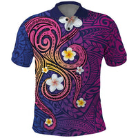 Hawaiian Octopus Tattoo and Frangipani Polo Shirt LT03 Purple - Polynesian Pride
