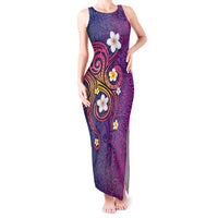 Hawaiian Octopus Tattoo and Frangipani Tank Maxi Dress LT03 Women Purple - Polynesian Pride