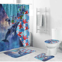 Hawaii Aloha Whales Bathroom Set Hibiscus and Whales with Polynesian Pattern - Polynesian Pride