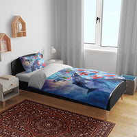 Hawaii Aloha Whales Bedding Set Hibiscus and Whales with Polynesian Pattern - Polynesian Pride