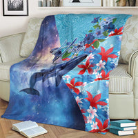Hawaii Aloha Whales Blanket Hibiscus and Whales with Polynesian Pattern - Polynesian Pride