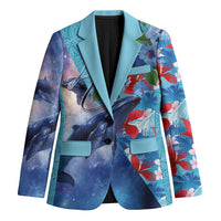 Hawaii Aloha Whales Blazer Hibiscus and Whales with Polynesian Pattern - Polynesian Pride