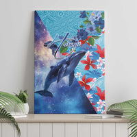Hawaii Aloha Whales Canvas Wall Art Hibiscus and Whales with Polynesian Pattern LT03 - Polynesian Pride