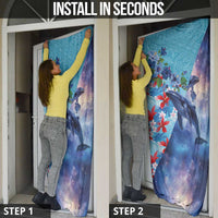 Hawaii Aloha Whales Door Cover Hibiscus and Whales with Polynesian Pattern - Polynesian Pride