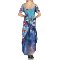 Hawaii Aloha Whales Family Matching Summer Maxi Dress and Hawaiian Shirt Hibiscus and Whales with Polynesian Pattern LT03 - Polynesian Pride