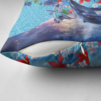 Hawaii Aloha Whales Pillow Cover Hibiscus and Whales with Polynesian Pattern - Polynesian Pride