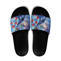 Hawaii Aloha Whales Slide Sandals Hibiscus and Whales with Polynesian Pattern - Polynesian Pride