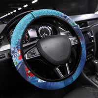 Hawaii Aloha Whales Steering Wheel Cover Hibiscus and Whales with Polynesian Pattern - Polynesian Pride
