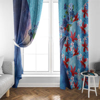 Hawaii Aloha Whales Window Curtain Hibiscus and Whales with Polynesian Pattern - Polynesian Pride