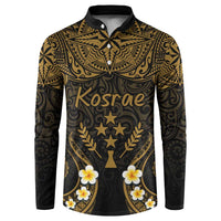 Personalised Kosrae Liberation Day Button Sweatshirt Polynesian Tattoo and Plumeria Gold Color