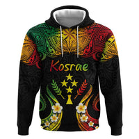 Personalised Kosrae Liberation Day Hoodie Polynesian Tattoo and Plumeria Reggae Color LT03 Pullover Hoodie Reggae - Polynesian Pride