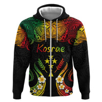 Personalised Kosrae Liberation Day Hoodie Polynesian Tattoo and Plumeria Reggae Color LT03 Zip Hoodie Reggae - Polynesian Pride