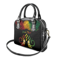 Personalised Kosrae Liberation Day Shoulder Handbag Polynesian Tattoo and Plumeria Reggae Color
