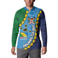 Malampa Fiji Day Button Sweatshirt National Symbols with Tapa Tribal and Polynesian Tattoo