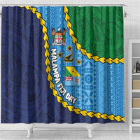 Malampa Fiji Day Shower Curtain National Symbols with Tapa Tribal and Polynesian Tattoo