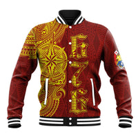 Tonga 676 Ngatu Tribal Tattoo Baseball Jacket LT03 Unisex Red - Polynesian Pride