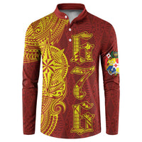 Tonga 676 Ngatu Tribal Tattoo Button Sweatshirt LT03 Red - Polynesian Pride