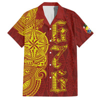 Tonga 676 Ngatu Tribal Tattoo Family Matching Puletasi and Hawaiian Shirt LT03 Dad's Shirt - Short Sleeve Red - Polynesian Pride