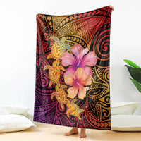Hawaiian Hibiscus Turtle Tribal Polynesian Pattern Blanket Colorful Color LT03 - Polynesian Pride