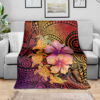 Hawaiian Hibiscus Turtle Tribal Polynesian Pattern Blanket Colorful Color LT03 - Polynesian Pride