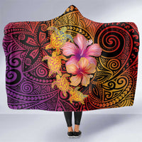 Hawaiian Hibiscus Turtle Tribal Polynesian Pattern Hooded Blanket Colorful Color LT03 One Size Red - Polynesian Pride