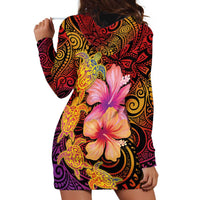Hawaiian Hibiscus Turtle Tribal Polynesian Pattern Hoodie Dress Colorful Color LT03 - Polynesian Pride