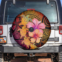 Hawaiian Hibiscus Turtle Tribal Polynesian Pattern Spare Tire Cover Colorful Color LT03 Red - Polynesian Pride