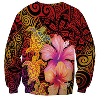 Hawaiian Hibiscus Turtle Tribal Polynesian Pattern Sweatshirt Colorful Color LT03 - Polynesian Pride