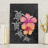 Hawaiian Hibiscus Turtle Tribal Polynesian Pattern Canvas Wall Art Black Color LT03 Without Frame Black - Polynesian Pride