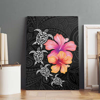Hawaiian Hibiscus Turtle Tribal Polynesian Pattern Canvas Wall Art Black Color LT03 - Polynesian Pride