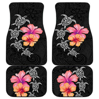 Hawaiian Hibiscus Turtle Tribal Polynesian Pattern Car Mats Black Color