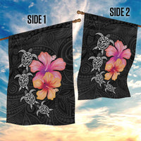Hawaiian Hibiscus Turtle Tribal Polynesian Pattern Garden Flag Black Color LT03 - Polynesian Pride