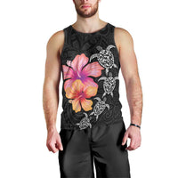 Hawaiian Hibiscus Turtle Tribal Polynesian Pattern Men Tank Top Black Color LT03 - Polynesian Pride