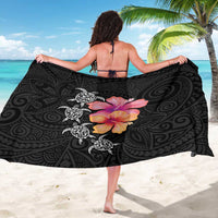 Hawaiian Hibiscus Turtle Tribal Polynesian Pattern Sarong Black Color