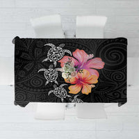 Hawaiian Hibiscus Turtle Tribal Polynesian Pattern Tablecloth Black Color LT03 Black - Polynesian Pride